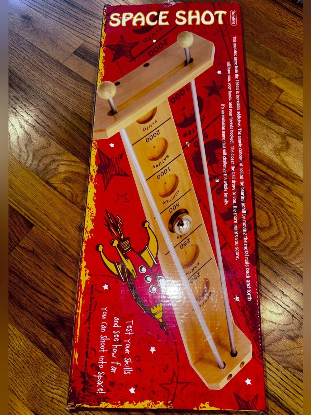 Space Shot Wooden Skill Game - Red Box Like New